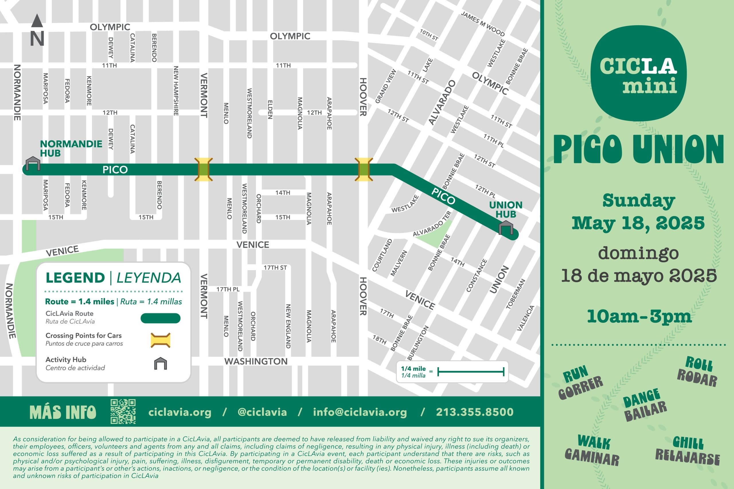 Join us for CicLAmini Pico Union on May 18, 2025. Experience 1.4 miles of open streets in a car-free environment.