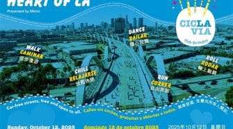 Join CicLAvia—Heart of LA 2025 for 7.15 miles of car-free streets and explore historic neighborhoods in Los Angeles.