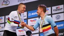 Watch Remco Evenepoel's historic ride at the World Championships Time Trial, securing gold against tough competitors.